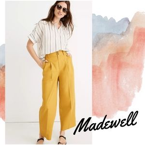 Madewell Yellow Pleated Wide-Leg Pants